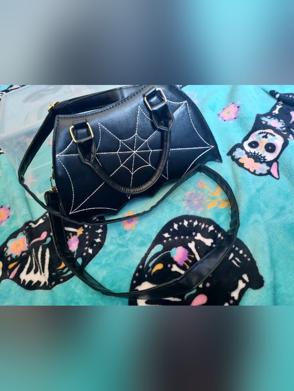 Spencer's Black Spiderweb-Embroidered Crossbody Bag